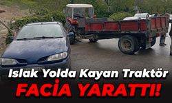 Islak Yolda Kayan Traktör Faciası!