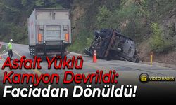 Asfalt Yüklü Kamyon Devrildi: 3 Kişi Yaralandı!