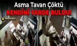 Temizlik İçin Çıktığı Asma Tavan Çöktü!