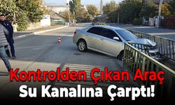 Karabük'te Otomobil Su Kanalına Çarptı!