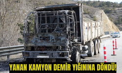 Yanan Kamyon  Demir yığınına Döndü