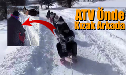 ATV'ye Bağlı Kızaklarla Kayak Yaptılar