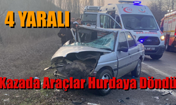 Kazada Araçlar Hurda Oldu; 4 Yaralı