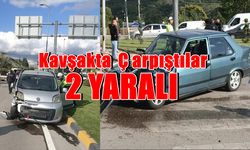 Kavşakta Çarpıştılar 2 Kişi Yaralı