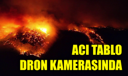 Kara yoluna yaklaşan alevler dronla görüntülendi