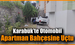 Hafif Ticari Araçla Çarpışan Otomobil Bahçeye Düştü