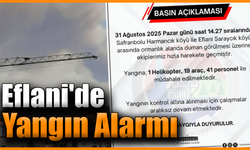 Eflani'de çıkan yangın müdahale başladı