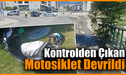 Devrilen motosikletin sürücüsü yaralandı