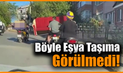 Safranbolu'da motosikletle koltuk taşıdılar!