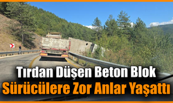 Tırdan düşen beton Karabük-Bartın yolunda trafiği kilitledi