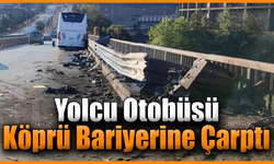 Kontrolden çıkan otobüs bariyerlere çarptı