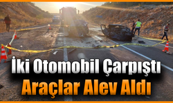 Kafa kafaya çarpışan iki otomobil alev aldı: 3 ölü, 5 yaralı