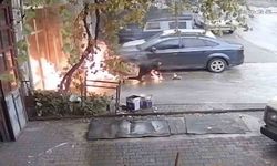 Tosya'da bir oto tamirhanesinde alevler yükseldi