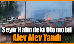 Seyir halindeki otomobilin motor kısmı alev aldı