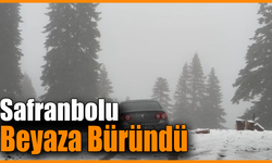 Safranbolu’da yüksek rakımlara lapa lapa kar yağdı