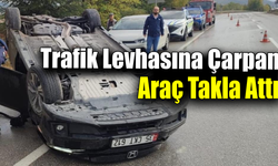 Sürücüsünün kontrolünden çıkan araç takla attı