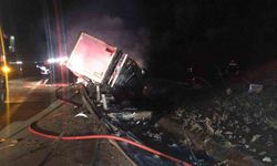 Bolu’da kaza yapan tır alev alev yandı