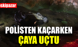 Alkol kontrolünden kaçarken çaya uçtu
