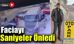 Karabük’te otopark görevlisi geri kayan kamyoneti durdurdu