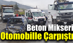 Karabük’te beton mikseri otomobille çarpıştı