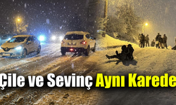 Kar yağışı sürücülere çile, çocuklara eğlence oldu