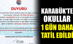 Karabük’te yoğun kar nedeniyle eğitime ara verildi