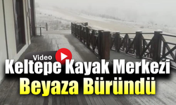Keltepe Kayak Merkezi kar yağışıyla beyaz örtüye kavuştu