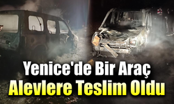 Alev alan araçtan sürücü ve eşi son anda kurtuldu