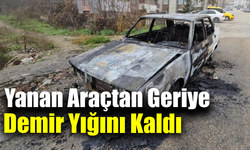 Bir anda alevlere teslim olan otomobil kül oldu