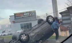 Çaycuma'da otomobil takla atarak durabildi