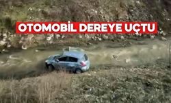 Bolu'da kontrolden çıkan otomobil dereye böyle uçtu