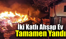 Safranbolu’da ahşap ev tamamen yandı