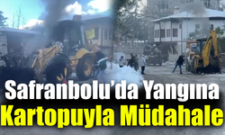 Safranbolu’da park halindeki iş makinesi alev aldı