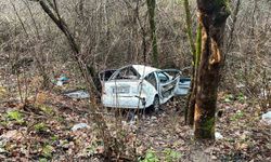 Kontrolden çıkan araç şarampole devrildi