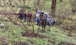 Üç araç birbirine girdi; 1'i şarampole yuvarlandı