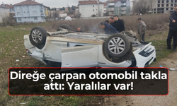 Direğe çarpan otomobil takla attı: Yaralılar var!