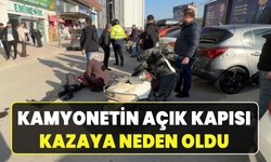 Park halindeki kamyonetin açılan kapısına çarpan sürücü yaralandı