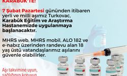 TURKOVAC Aşısı Bugün Karabük'te Uygulanıyor