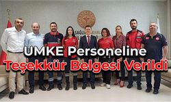 Ahmet Sarı'dan UMKE Personeline Teşekkür Belgesi