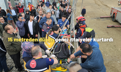 15 Metreden Düşen Genci İtfaiyeler Kurtardı