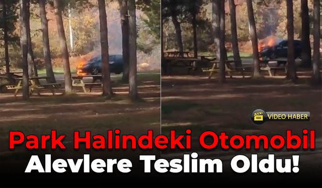 Safranbolu’da Park Halindeki Otomobil Alevlere Teslim Oldu