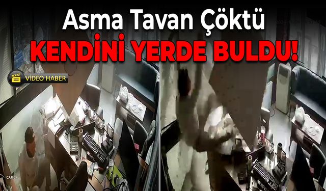 Temizlik İçin Çıktığı Asma Tavan Çöktü!