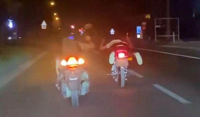 Bolu’da Motosiklet Üzerinde Tehlikeli Yolculuk Kamerada