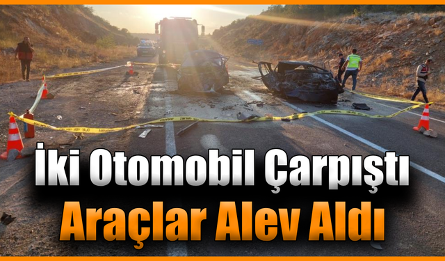 Kafa kafaya çarpışan iki otomobil alev aldı: 3 ölü, 5 yaralı
