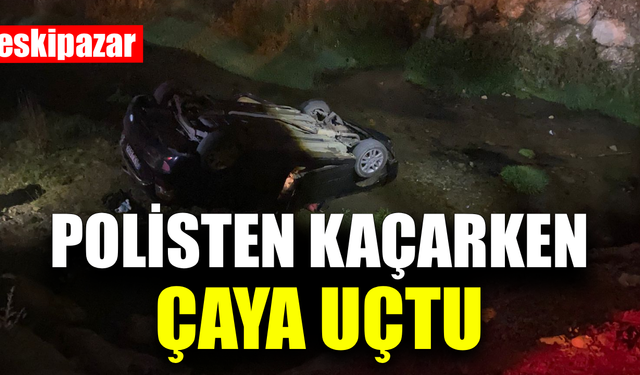 Alkol kontrolünden kaçarken çaya uçtu