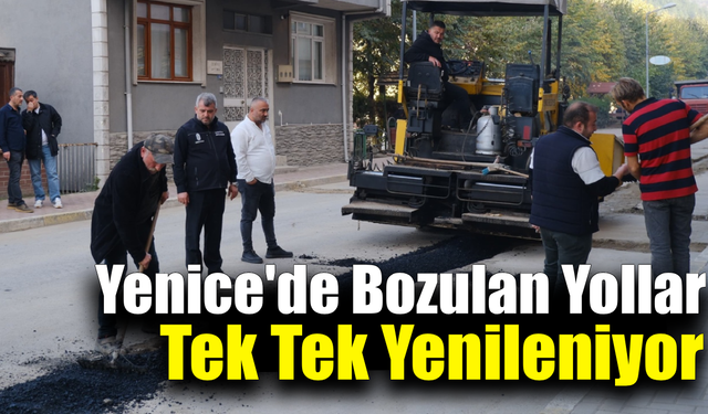 Yenice’de bozulan yollar asfaltla yenileniyor