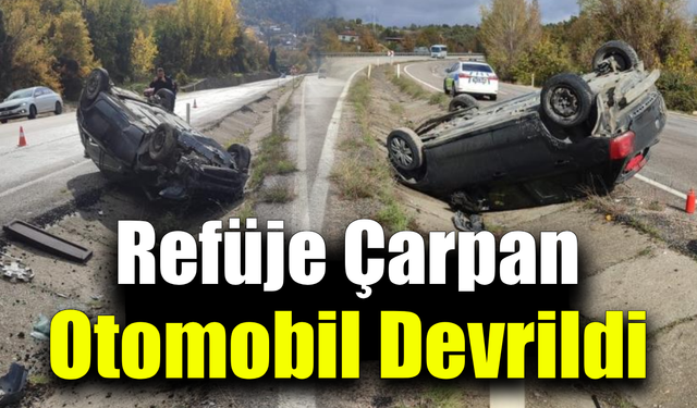 Takla atan otomobilden 2 kişi yaralı kurtuldu