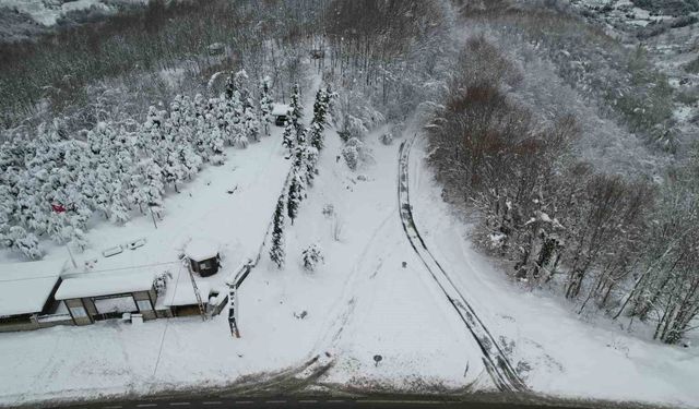 Zonguldak'ta beyaz güzellik havadan görüntülendi