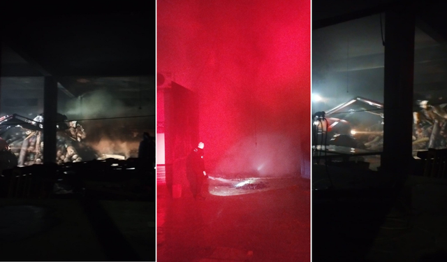 Sahurda korku dolu anlar: Fabrikayı alevler sardı