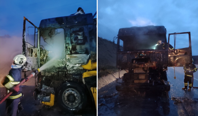 Seyir Halindeki Tır Alev Alev Yandı!